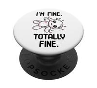 Muñeca vudú de Halloween con Texto en inglés I'm Fine Totally Fine PopSockets PopGrip Adhesivo