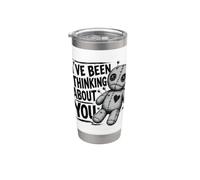 Muñeca vudú divertida con texto en inglés «I've Been Thinking About You» Vaso térmico de acero inoxidable de doble pared