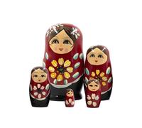 Muñecas Anidadas Para Adultos - Madera 11.5x6.5 Cm | Figuritas De Mesa Matrioshka Hecho A Mano De 5 Piezas, Escultura Tallada | Ornamento De Mesa Compacto Para La Chimenea 'Area Infantil 'ing