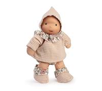 Muñecas Antonio Juan - Ariel Bebé de Juguete con Vestido Rosa, Capucha y Zapatitos con Estampado Floral, Muñeca de Trapo Suave para Niños