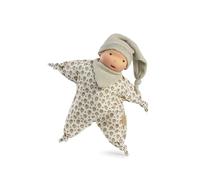 Muñecas Antonio Juan - Ariel Estrellita Muñeco de Bebé con Cabeza de Silicona Orgánica, Tela Orgánica, Color Verde, Diseño Floral, Seguro para Morder