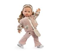 Muñecas Antonio Juan - Bella Folk Muñeca de Moda con Cabello Rubio, 45 cm, Cuerpo de Vinilo, Outfit Rosa y Floral con Bolso, Estilo Mix & Match