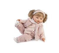Muñecas Antonio Juan Beni Lloro Jersey Rayas, Muñeca con Mecanismo de Lloro, 42 cm, Cuerpo Blandito, Incluye Pantalón, Jersey, Babero, Diadema, Toquilla y Chupete, Multicolor, 3+ Años