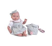 Muñecas Antonio Juan | Mi Pequeño Reborn Tufi, 33 cm, Vestido Verde y Diadema | Incluye Bolso y Libro de Familia | Peso Real y Extremidades Móviles | Ref. 82312 | Colección Exclusiva 2024