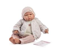 Muñecas Antonio Juan Mi Primer Reborn Berta, Muñeca Reborn con Conjunto Bomber Floral, Rosa y Crema, Incluye Gorro de Punto