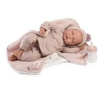 Muñecas Antonio Juan - Muñeca Bebé Recién Nacida Luna con Toquilla, 42 cm, Cuerpo Blandito, Ojos Cerrados, Incluye Accesorios, Color Rosa