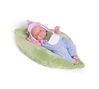 Muñecas Antonio Juan | Pitu Parejita Bosque Niño, 26 cm | Muñeco Vinilo Realista con Cojín Hoja | Incluye Gorro y Pelele | Juguete +2 Años | Ref. 84095 | Descubre la Magia de la Naturaleza 2024