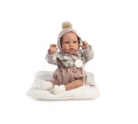 Muñecas Antonio Juan Recién Nacida Erika con Mantita, Muñeca Bebé Realista 42cm, Cuerpo Blandito, Pelele Florecitas y Gorrito con Pompón