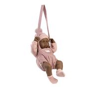 Muñecas Antonio Juan - Recién Nacida Indira con Portabebé, Muñeca Bebé con Gorro Pompón, Outfit Rosa Cuadros Vichy, Accesorios Incluidos