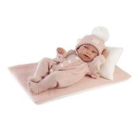 Muñecas Antonio Juan - Recién Nacida Pipa Muñeca Bebé de Vinilo con Colcha, Gorro con Pompón Blanco, Traje Rosa, Manta y Almohada, Juguete Realista para Niños