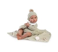 Muñecas Antonio Juan - Recién Nacido Erik con Toquilla Verde, Muñeco Bebé Realista con Accesorios