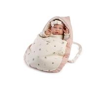 MUÑECAS Antonio Juan S.L. Muñeca Recién Nacida Lúa de Paseo, 42 cm, Cuerpo Blandito, con Saquito Portabebé, Colores Pastel, Mayores de 3 Años
