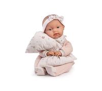 Muñecas Antonio Juan - Toneta con Babero Posturitas, Muñeca Bebé con Cuerpo Flexible, Incluye Babero y Almohada Decorativa, Rosa