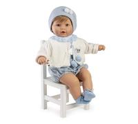 Muñecas Berbesa Muñeco Baby Dulzón, Azul y Blanco, 62 cm, Cuerpo Blandito, Llora y Dice Papá y Mamá, Fabricado en España