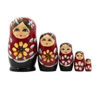 Muñecas De Anidación Rusas | 5 Piezas Figuras De Mesa De Muñecas Anidadas Hechas A Mano, Escultura De Madera Pintada A Mano, Decoración Del Hogar Para Niños Chimenea De La Mesa De La Chimenea De La Me