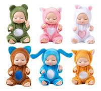 Muñecas de bebé con ropa de animales, mini muñecas de bebé, 6 piezas de muñeca pequeña de 4, 3 pulgadas, muñeca realista posable con ropa de animales, linda pequeña para niños pequeños, niñas y niños