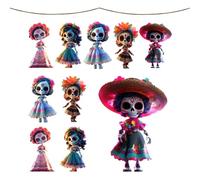 Muñecas de Halloween | Conjunto de decoración de Halloween de 10 piezas - con 5 m cable 2d gótico acrílico punk decoración de fantasmas para la fiesta de jardín en el hogar valle de chimenea navidad