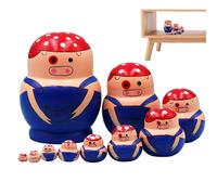 Muñecas de madera genéricas - Juguete educativo de apilamiento con temática animal, decoración de interior de matrioshka decorativa, para educadores padres, salón, dormitorio, cumpleaños, Navidad