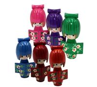 Muñecas De Madera | Muñecas De Madera con Kimono Japonés | Figurines Tradicionales De Pie, Decoración Coleccionable para Estantería Mesilla Comedor