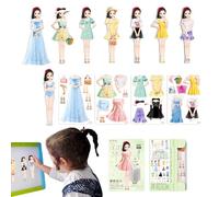 Muñecas de Papel Magnético - Traje de Princesa Magnético Fitend Play Disfraz Dress Up | Ropa magnética de moda creativa vestida para el día de cumpleaños