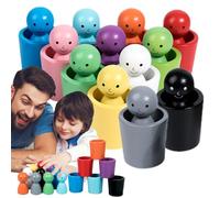 Muñecas De Tobillo De Madera - Tazas De Coincidencia De Colores, 0,41 Kg De Aprendizaje Preescolar | 1,54x2,6 Pulgadas, Juguetes Educativos Portátiles Para Niños Pequeños, Clasificación Y Conteo De
