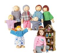 Muñecas Familiares,8 Piezas Figuras De Personas En Miniatura De Madera | Juego de rol Interactivo Muñecas Flexibles para Niños Pequeños Niñas,Niñas
