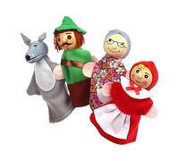 Muñecas familiares de dedo: material de poliéster suave, 4 piezas para contar historias, juego educativo de muñecos de animales con | Ayuda interactiva para el aprendizaje del bebé. Tiempo de historia