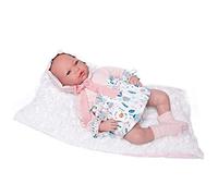 Muñecas Guca- MUÑECA Reborn Lola con Vestido Flores Y Capota. 46CM Flower, Multicolor (18048)