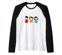 Muñecas Kokeshi japonesas tradicionales Camiseta Manga Raglan