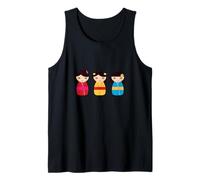 Muñecas Kokeshi japonesas tradicionales Camiseta sin Mangas
