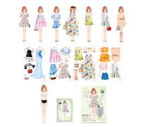 Muñecas magnéticas para Vestir para niñas - Kits de Vestidos de muñecas magnéticas Princesas,Juego Educativo de imitación y Aprendizaje,Actividad para cumpleaños Halloween Navidad