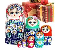 Muñecas Matrioska De Madera 7 Piezas De Madera Con De Margarita Decoracion | Muñeca Matrioska Decoracion Del Hogar Para Niños Adultos Cumpleaños Oficina Dormitorio