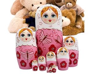 Muñecas Matrioskas Para Niños,Diez Piezas De Decoración Apilable De Madera Pintada A Mano - Muñecas Apilables Y Encajables De Anidamiento - Para Día Acción De Gracias Cumpleaños Oficinas Coche Viajes