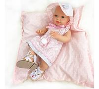 Muñecas Nines Artesanals d'Onil Muñeca Reborn niña con cojín de regalo, y chupete. Vestido primaveral. Tamaño 37cm