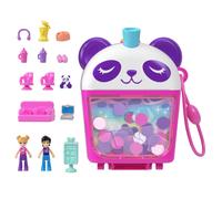 Muñecas Polly Pocket y Playset, Compacto Panda de Té de Burbuja, con 2 Micro Muñecas, Panda Mascota y Accesorios de Comida