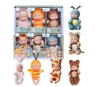 Muñecas Reborn en miniatura: figuras realistas y realistas de bebé con piel de vinilo suave, detalles pintados a mano, mini muñeca coleccionable, accesorios artísticos para manualidades con