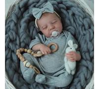 Muñecas Reborn Niño 19 Pulgadas Hecho a Mano Lavable Bebes Reborn niños Cuerpo de Vinilo Suave Se Parece a un bebé Real El niño con los Ojos Cerrados