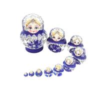 Muñecas Rusas Anidadas, Figuritas De Matrioshka De Madera, Decoración De Estilo De Porcelana Blanca Azul, Juego De Muñecas De Madera Pintadas A Mano, Juguetes Educativos Apilables, Objetos De