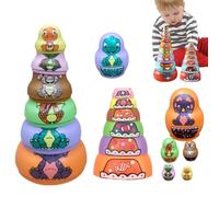 Muñecas rusas apilables que anidan: mejoran las habilidades cognitivas, juguetes quue annidan con patrones de animales, muñecasqueanidan para niños pequeños | Dinosaurio Ruso Apilable para Niños y Niñ