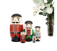 Muñecas Rusas Cascanueces, de Madera con Temática de Cascanueces, Figura De Madera para Mesa Y Estantería En Salón Dormitorio Infantil como Centro De Mesa Navideño