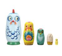 Muñecas rusas de madera Decoración de mesa de madera tema gallina 5 piezas | Juguetes de anidar y apilar para Niños y Niñas Casa Guardería Apartamento Dormitorio Salón Estudio Sala de Juegos