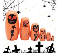 Muñecas Rusas Matrioshka - Muñecas Rusas De Madera De 6 Piezas,Decoración De Halloween Para Niños Niñas Niños Familia Fiesta De Cumpleaños