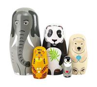Muñecas Rusas para Adultos Figuras Coleccionables Elefante Panda Apilables | Muñeca Anidada con 5 Figuras de Animales Para Mujeres Hombres Niños Niñas Hogar Salón Mesa Estante Recibidor