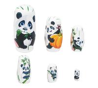 Muñecas rusas para - Juguetes con temática de Panda, Arte Tradicional de Encajado | Decoración de estante Único de Diseño Clásico, Encantador Conjunto de Seis Piezas para Mesa de Pequeños