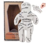 Muñecas vudú Muñeca aterradora de algodón y poliéster blanco de 8, 5x5, 1 pulgadas con impresiones incómodas Muñeca espeluznante Muñecas de terror negativas de venganza para liberación emocional JU.