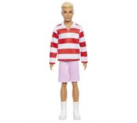 Muñeco Barbie Ken Fashionistas Polo Rayas Rojo y Blanco Pantalón Corto Rosa