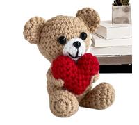 Muñeco de ganchillo de oso | Dulce muñeca de punto de peluche, oso de ganchillo, hecho a mano, con bolsillo en el corazón, juguete de peluche para niñas y niños, singularidad y muestra detalles