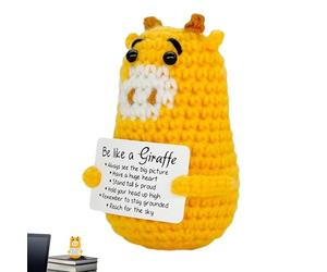 Muñeco de ganchillo Positive | Lindas figuras de punto en forma de jirafa - Muñeco de ganchillo positivo | para habitación de escritorio, dormitorio, sala de estar, cueva, interior, hombres, mujeres