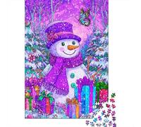 Muñeco de Nieve Bosque de Invierno Puzzle de 1000 Piezas Papel para Adultos Regalo Festivo Puzzle para Toda la Familia Decoración Hogar Relajación 38x26cm/1000pcs
