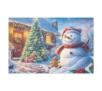 Muñeco de Nieve con Árbol de Navidad Rompecabezas 1000 Piezas Cartón Grueso para Coleccionistas Noches De Cita Mejora Concentración Ocio En Casa Regalo Reyes Magos 1000 PCS